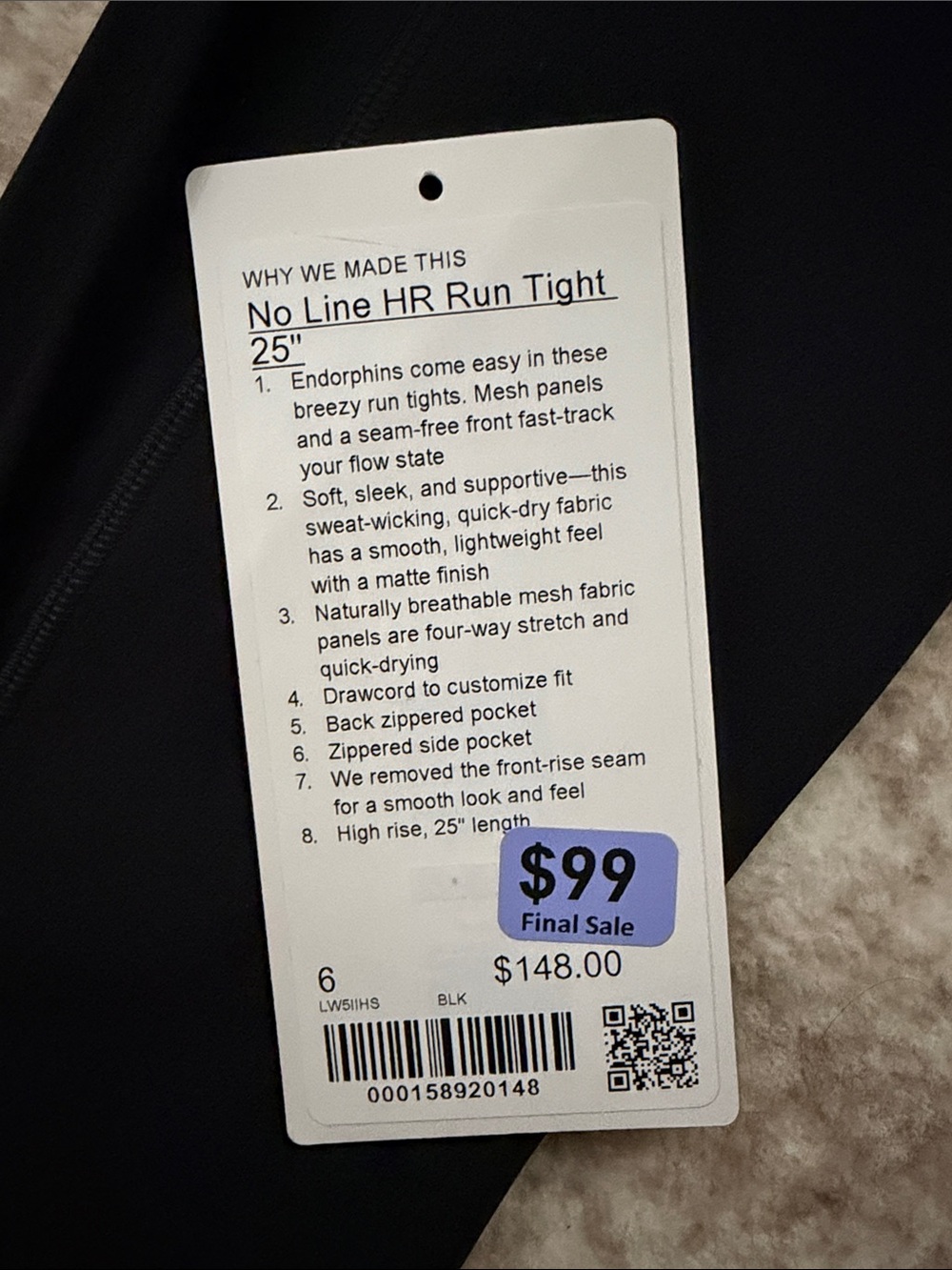 lululemon athletica Black Athletic Leggings with Zip Pocket - Picture 6 of 6